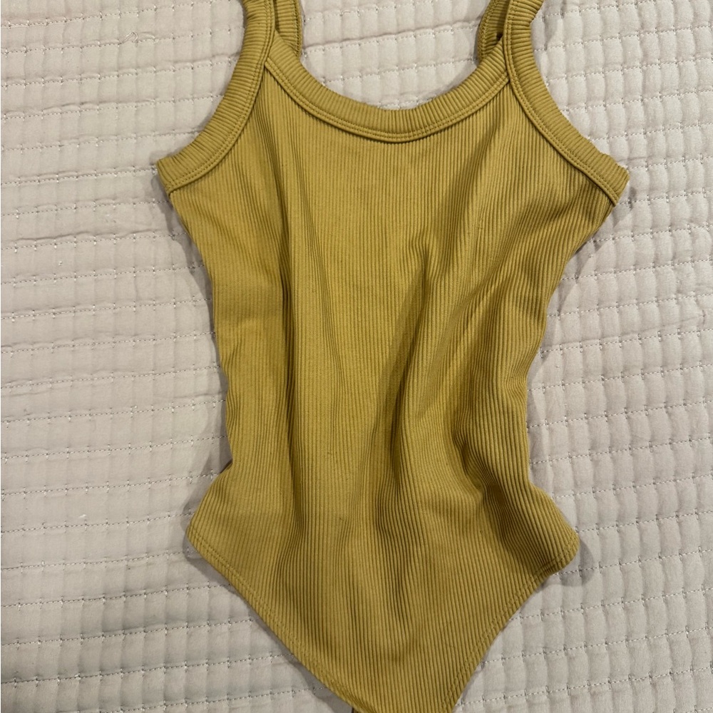 Wild Fable Ribbed Tank Bodysuit in Brown